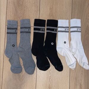Stance Athletic Basic Crew Socks - Gray, Black, & White 3-pack